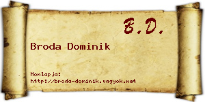 Broda Dominik névjegykártya